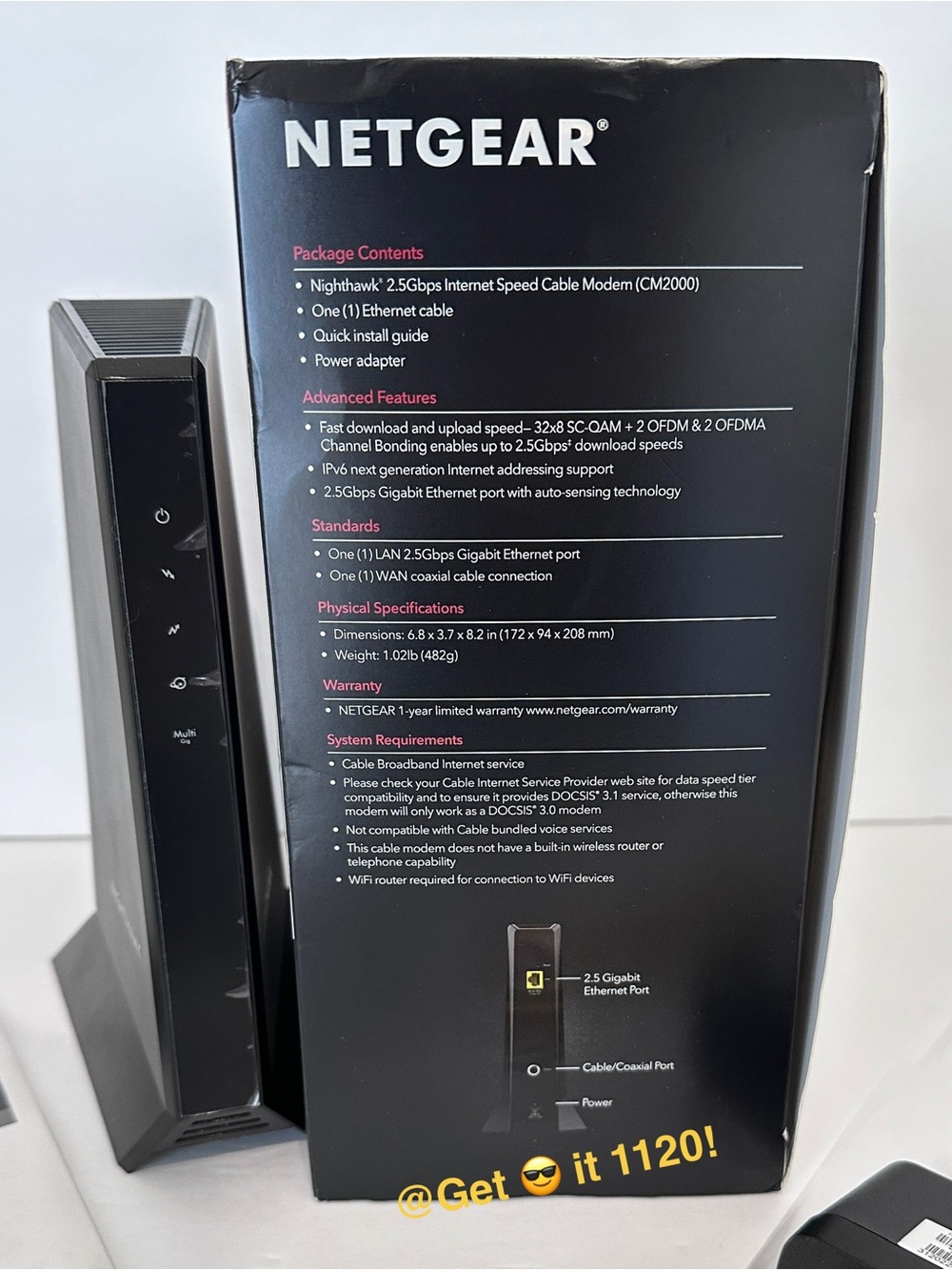 NETGEAR Nighthawk MultiGig Cable Modem CM2000 Compatible With All Cable Provider - Picture 10 of 12